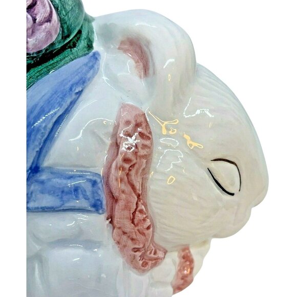 Vintage Fitz & Floyd 1992 Sleeping White Rabbit Bunny Bloomers Lidded Candy Dish - Picture 12 of 12